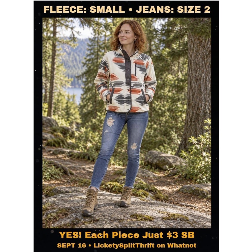 Women's Southwestern Fleece Jacket Small + Distressed JEANS Size 2